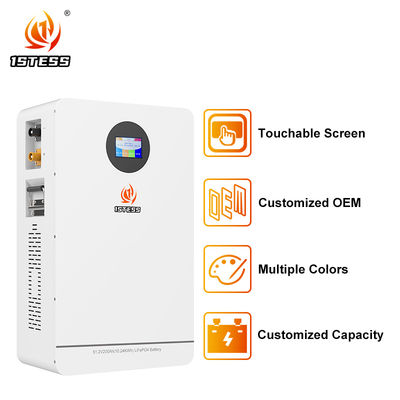 بطارية سكنية ذكية من الليثيوم أيون 10.24 كيلو واط في الساعة، 51.2 فولت، 200 أمبير في الساعة مع تحكم باللمس