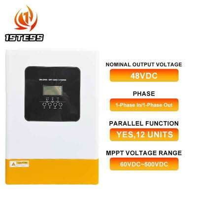 مدمج في 120A MPPT وحدة تحكم شمسية 48 فولت واحد المرحلة الهجينة المحول الطاقة الشمسية 5.5kw 6.2kw موجة الصين النقي خارج الشبكة