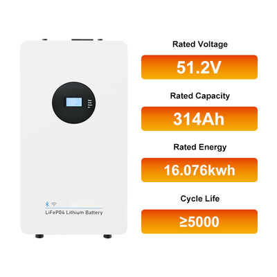 سلامة عالية 16kWh بطارية LiFePO4 6000 دورة 15 سنة الحياة